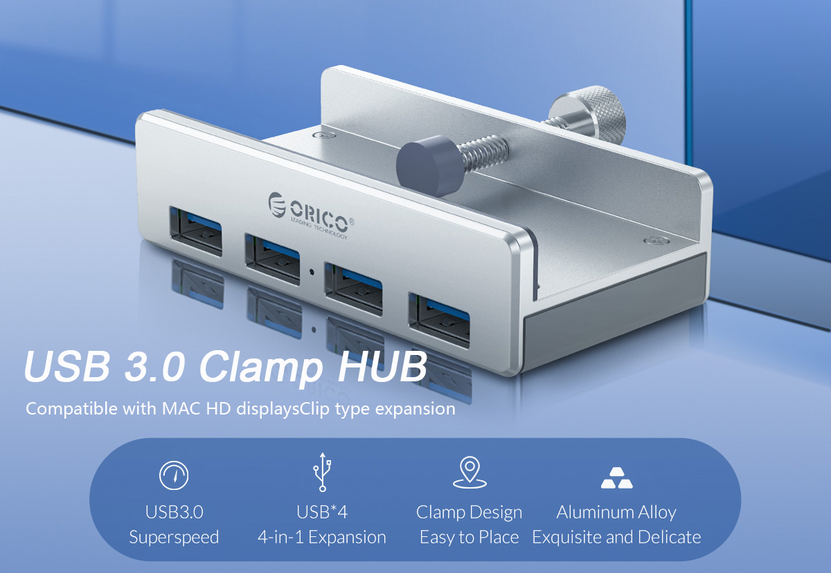 ORICO MH4PU Aluminum 4 Ports USB 3.0 Clip-type HUB